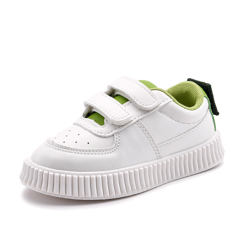 Children's white shoes Velcro sneakers