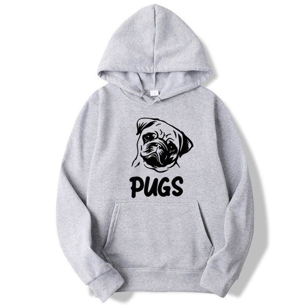 Hip Hop Pug Printed Sweater Men's And Women's Hoodies