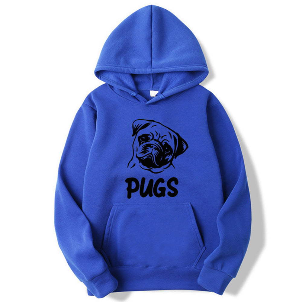 Hip Hop Pug Printed Sweater Men's And Women's Hoodies