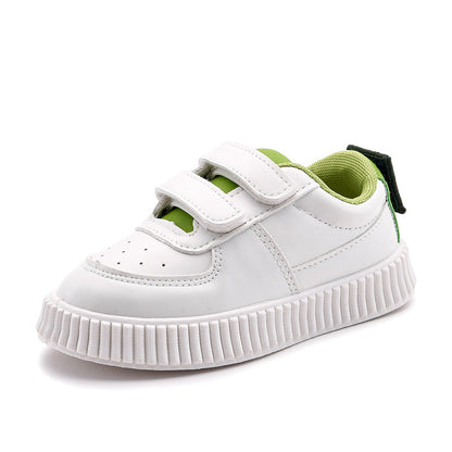 Children's white shoes Velcro sneakers