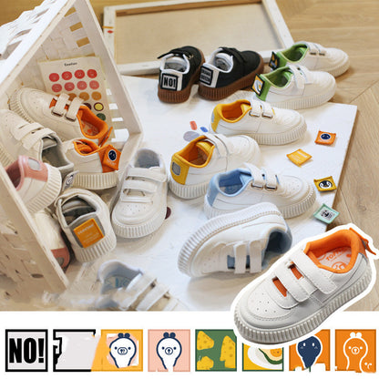 Children's white shoes Velcro sneakers