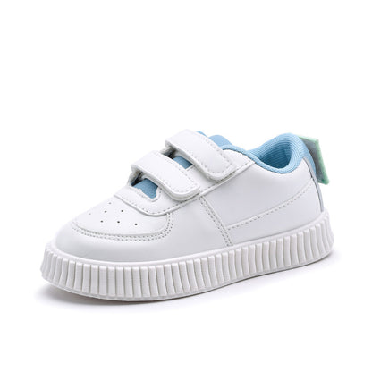 Children's white shoes Velcro sneakers