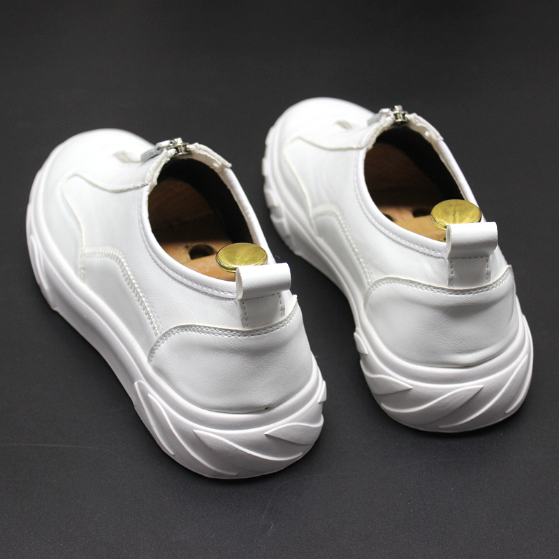 Bright leather paint low-top shoes flat white shoes