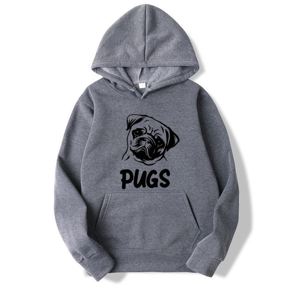 Hip Hop Pug Printed Sweater Men's And Women's Hoodies