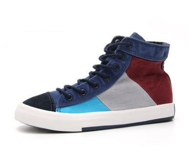 Colorblock canvas shoes men's high-top shoes fashion trend casual men's shoes