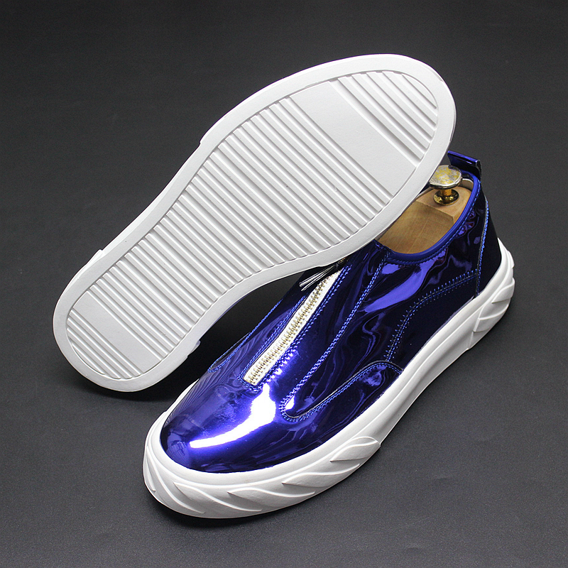 Bright leather paint low-top shoes flat white shoes