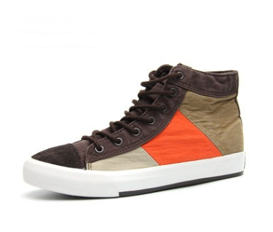 Colorblock canvas shoes men's high-top shoes fashion trend casual men's shoes