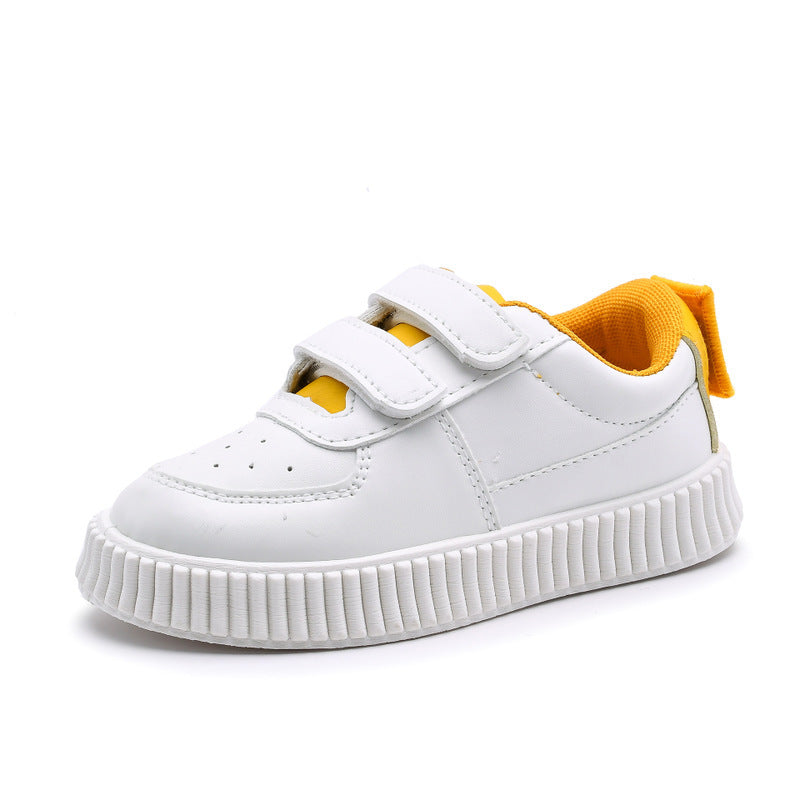 Children's white shoes Velcro sneakers