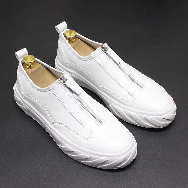 Bright leather paint low-top shoes flat white shoes