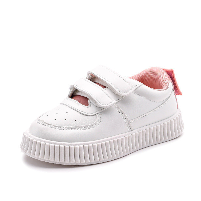 Children's white shoes Velcro sneakers