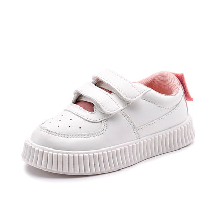 Children's white shoes Velcro sneakers