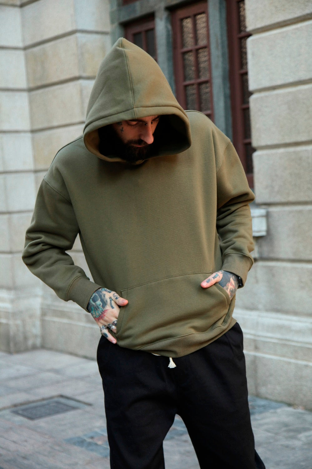 Men's sweaters, foreign trade, explosions, hoodies, OVERSIZE, silhouette, shoulders, camel, hooded, hooded sweater, hoodies