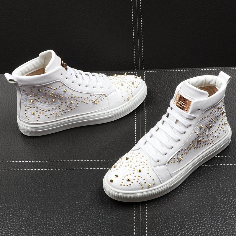 Men's High-Top Shoes Rivet Personality Hip-Hop Trendy Shoes