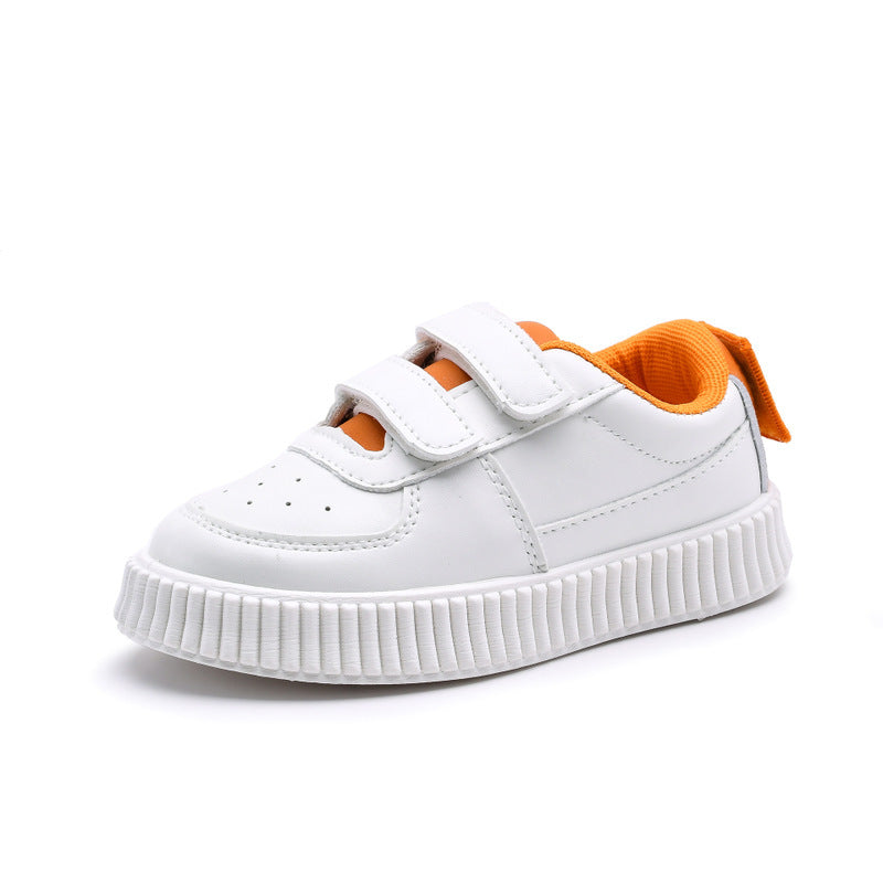 Children's white shoes Velcro sneakers
