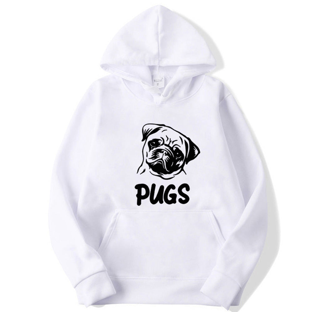 Hip Hop Pug Printed Sweater Men's And Women's Hoodies