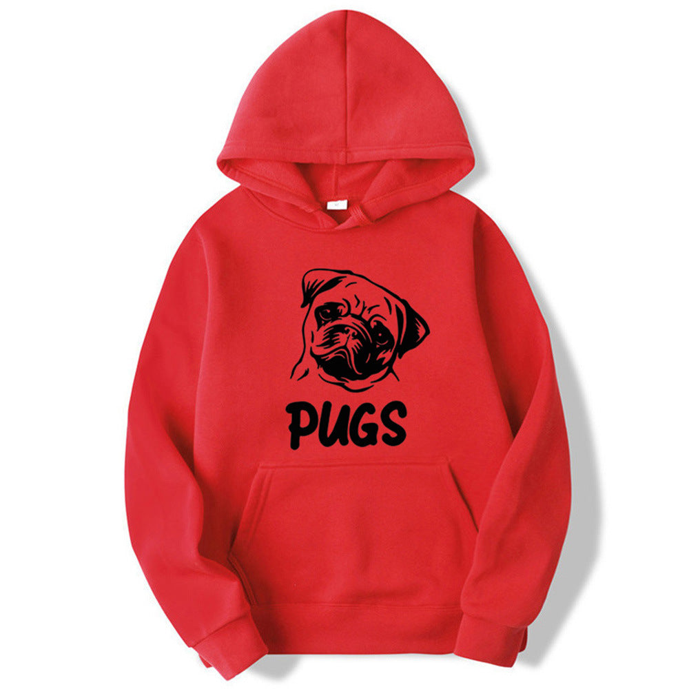 Hip Hop Pug Printed Sweater Men's And Women's Hoodies
