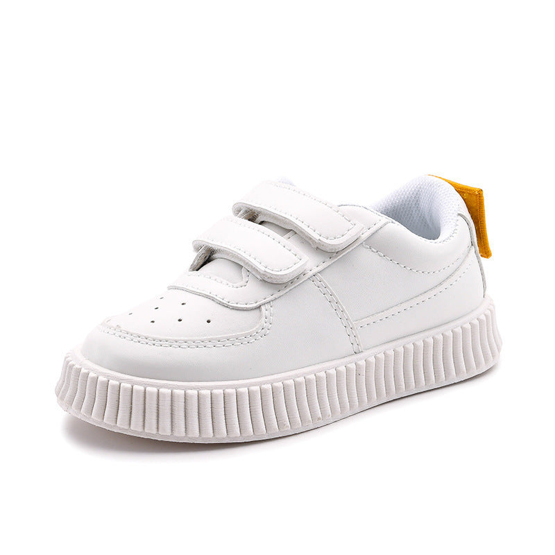 Children's white shoes Velcro sneakers
