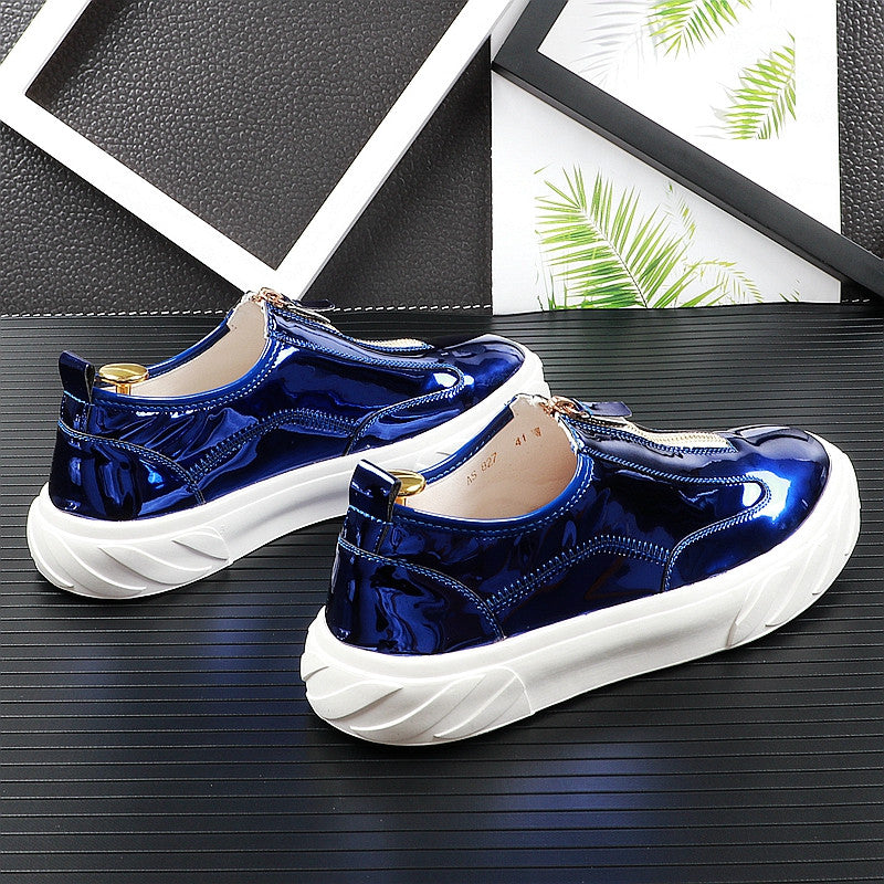 Bright leather paint low-top shoes flat white shoes
