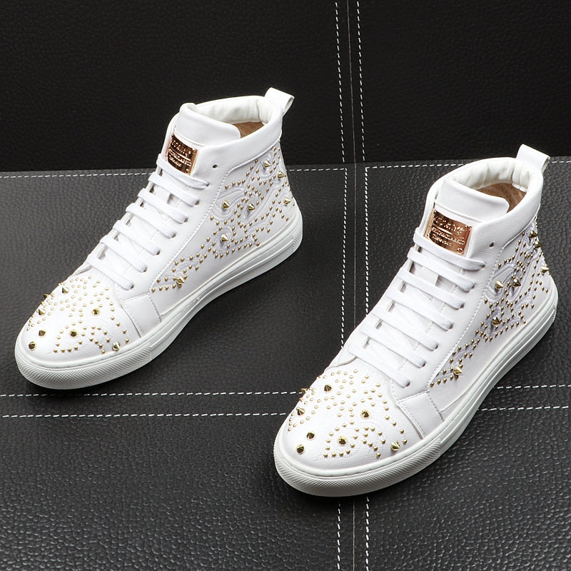 Men's High-Top Shoes Rivet Personality Hip-Hop Trendy Shoes