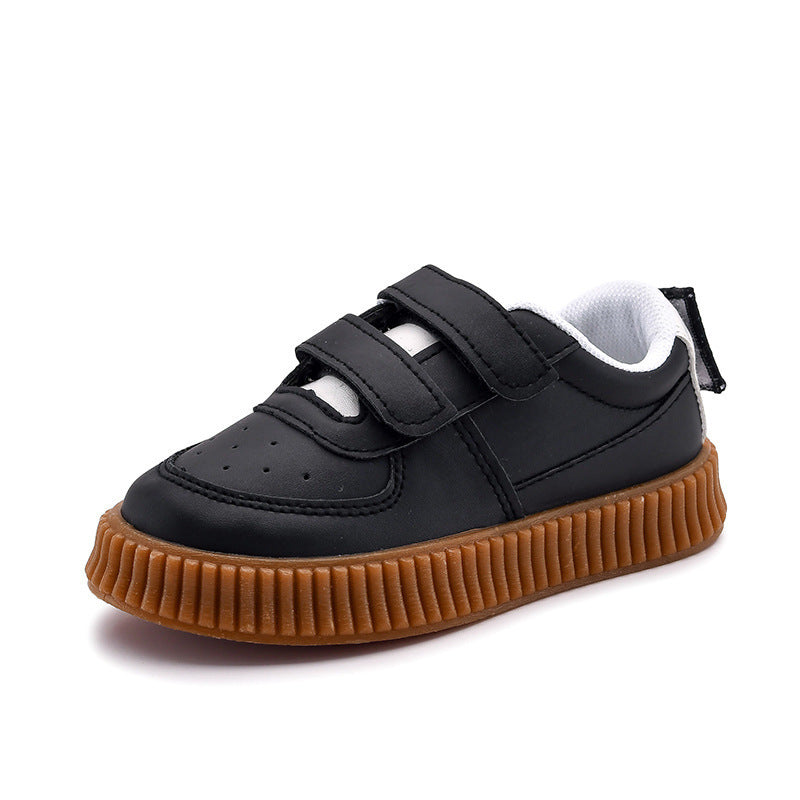 Children's white shoes Velcro sneakers