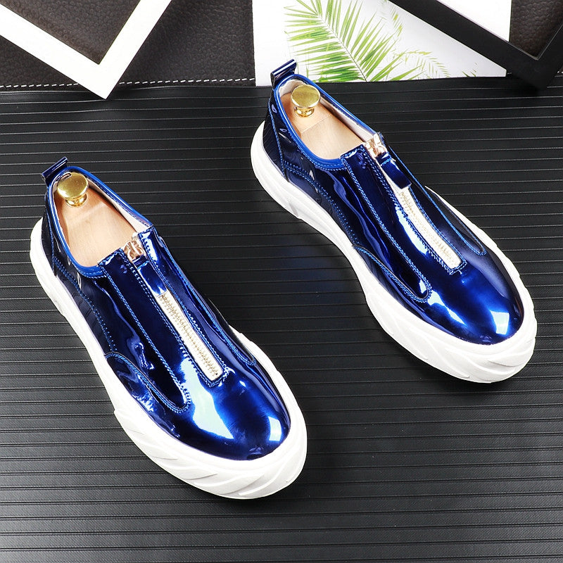 Bright leather paint low-top shoes flat white shoes