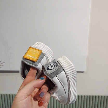 Children's white shoes Velcro sneakers
