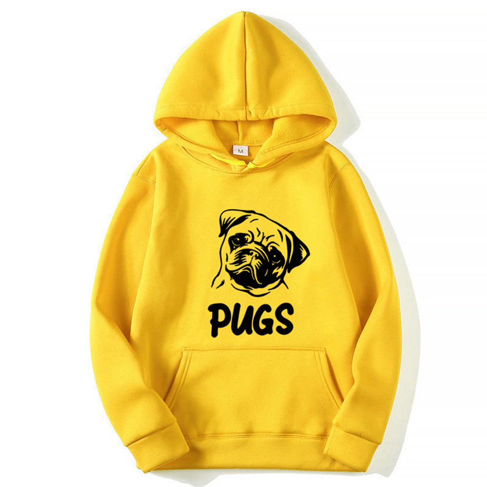 Hip Hop Pug Printed Sweater Men's And Women's Hoodies