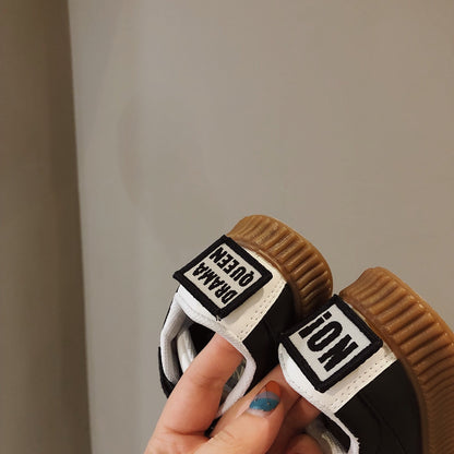 Children's white shoes Velcro sneakers