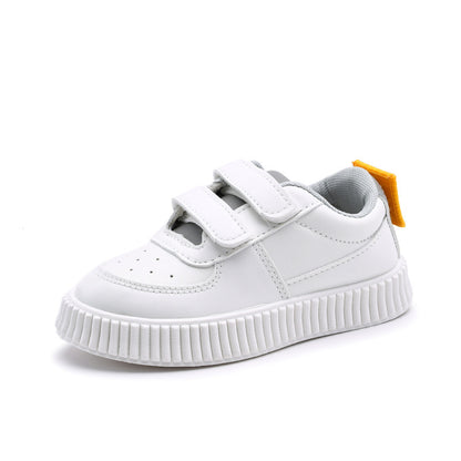 Children's white shoes Velcro sneakers