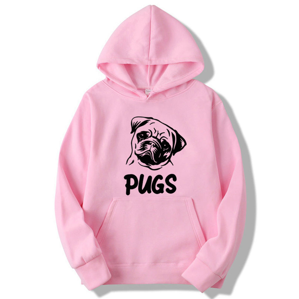 Hip Hop Pug Printed Sweater Men's And Women's Hoodies