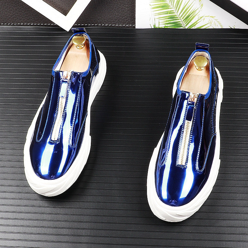 Bright leather paint low-top shoes flat white shoes