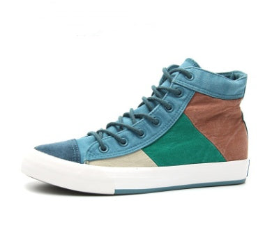 Colorblock canvas shoes men's high-top shoes fashion trend casual men's shoes