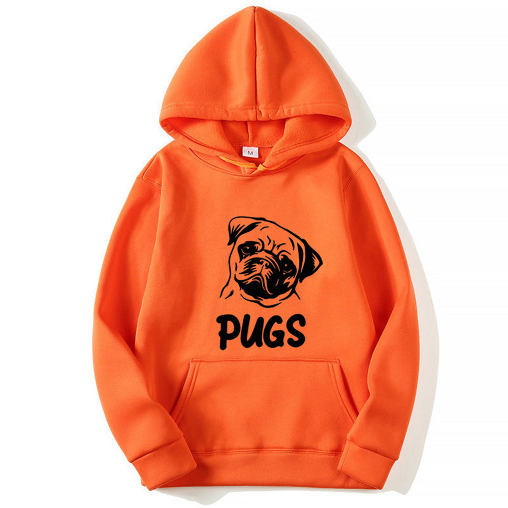 Hip Hop Pug Printed Sweater Men's And Women's Hoodies